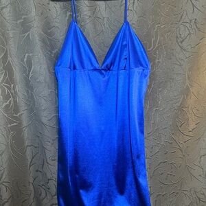 Elegant Blue Satin Slip Dress